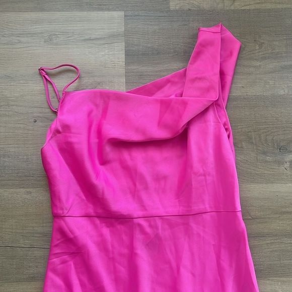 Nasty Gal Hot Pink One Shoulder Cowl Neck Satin Maxi Dress - Picture 6 of 9